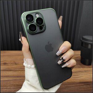 Slim Matte Case with Green Metallic Frame